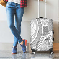 Samoa Siapo White Sunday Luggage Cover Lotu Tamaiti Polynesian White Pattern - Polynesian Pride