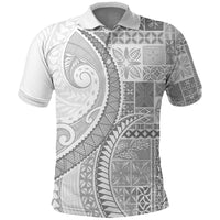 Samoa Siapo White Sunday Polo Shirt Lotu Tamaiti Polynesian White Pattern - Polynesian Pride