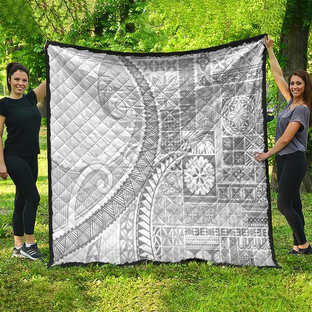 Samoa Siapo White Sunday Quilt Lotu Tamaiti Polynesian White Pattern - Polynesian Pride
