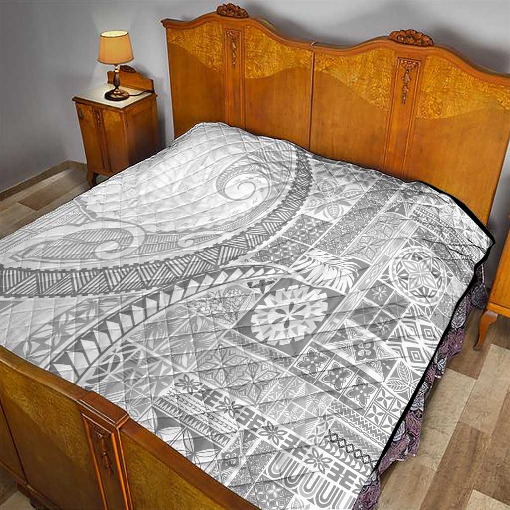 Samoa Siapo White Sunday Quilt Lotu Tamaiti Polynesian White Pattern - Polynesian Pride