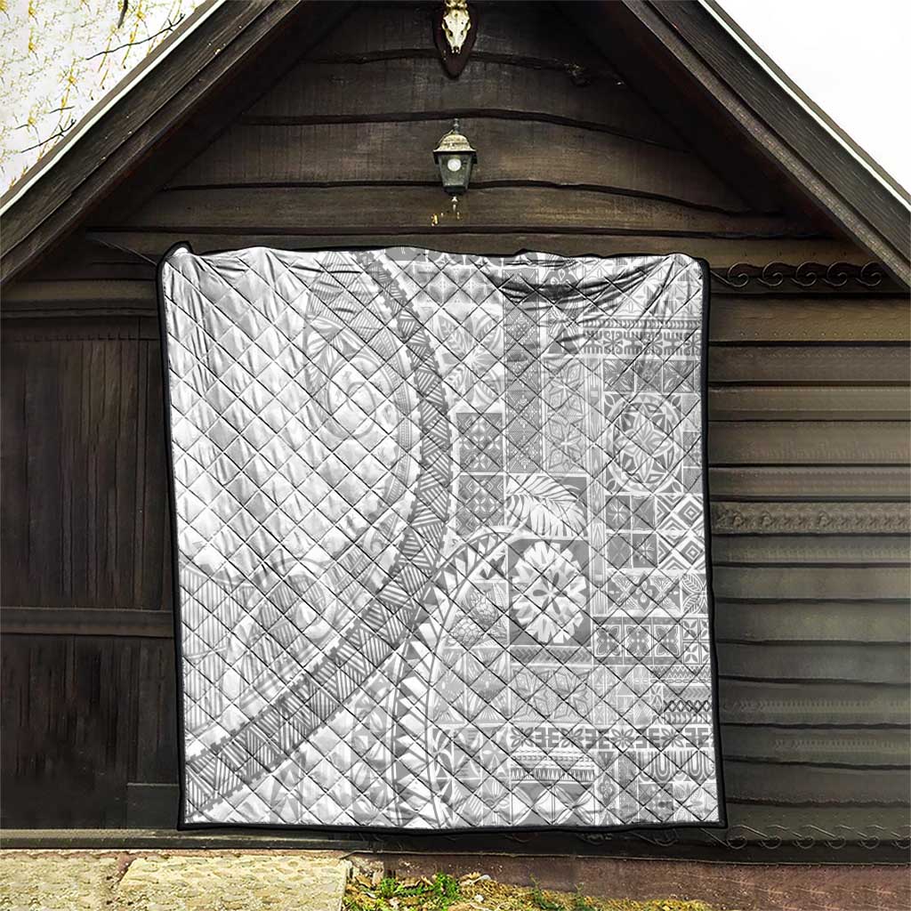 Samoa Siapo White Sunday Quilt Lotu Tamaiti Polynesian White Pattern - Polynesian Pride