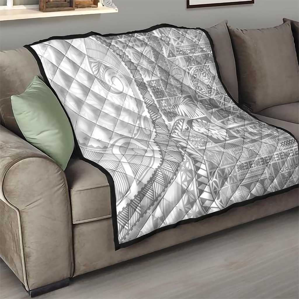 Samoa Siapo White Sunday Quilt Lotu Tamaiti Polynesian White Pattern - Polynesian Pride