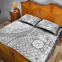 Samoa Siapo White Sunday Quilt Bed Set Lotu Tamaiti Polynesian White Pattern - Polynesian Pride