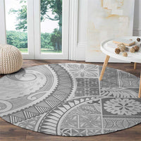 Samoa Siapo White Sunday Round Carpet Lotu Tamaiti Polynesian White Pattern - Polynesian Pride