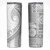 Samoa Siapo White Sunday Skinny Tumbler Lotu Tamaiti Polynesian White Pattern - Polynesian Pride