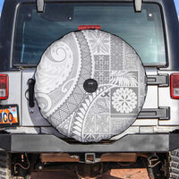 Samoa Siapo White Sunday Spare Tire Cover Lotu Tamaiti Polynesian White Pattern - Polynesian Pride