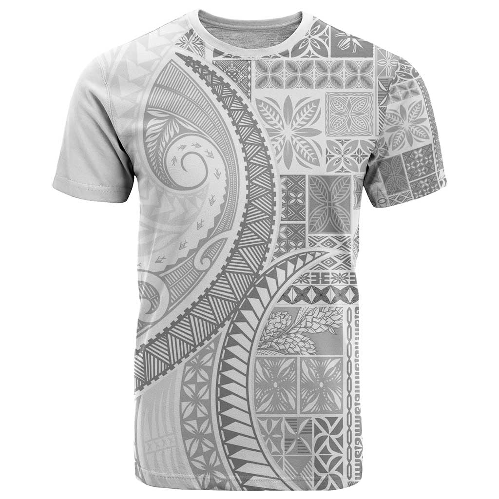 Samoa Siapo White Sunday T Shirt Lotu Tamaiti Polynesian White Pattern - Polynesian Pride