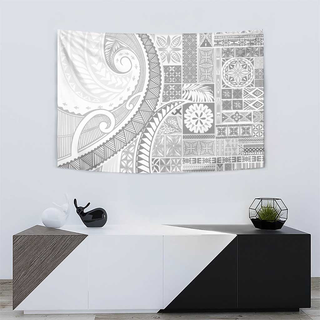 Samoa Siapo White Sunday Tapestry Lotu Tamaiti Polynesian White Pattern - Polynesian Pride