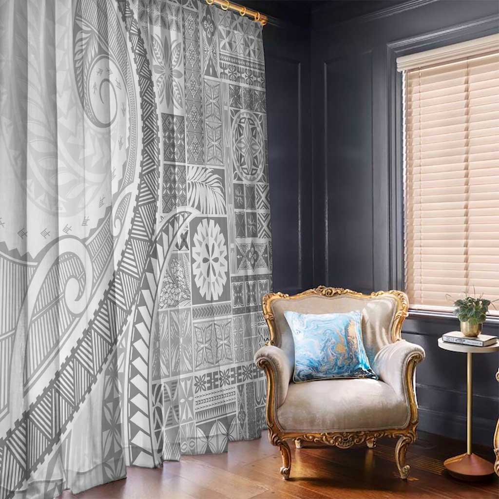 Samoa Siapo White Sunday Window Curtain Lotu Tamaiti Polynesian White Pattern - Polynesian Pride