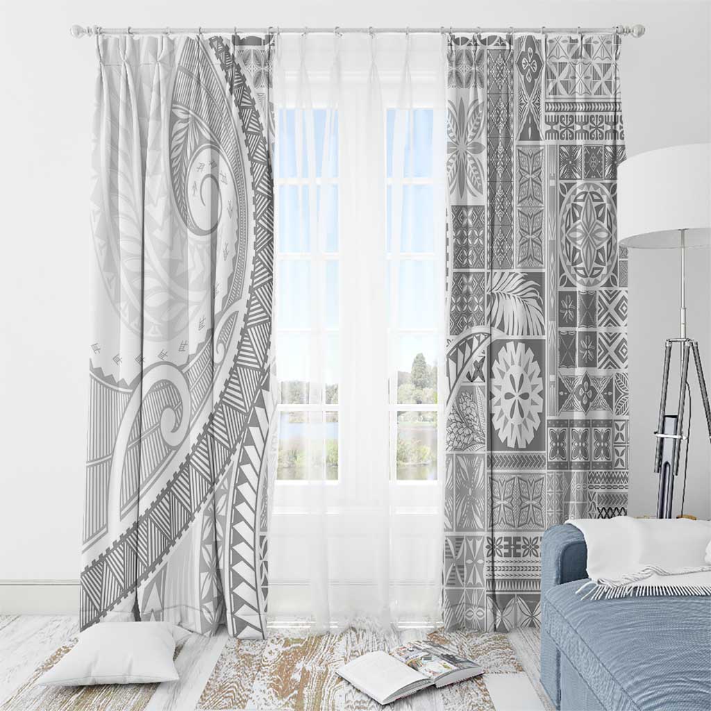 Samoa Siapo White Sunday Window Curtain Lotu Tamaiti Polynesian White Pattern - Polynesian Pride