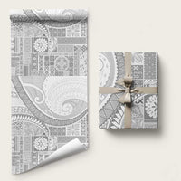 Samoa Siapo White Sunday Wrapping Paper Lotu Tamaiti Polynesian White Pattern - Polynesian Pride