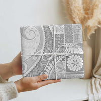 Samoa Siapo White Sunday Wrapping Paper Lotu Tamaiti Polynesian White Pattern - Polynesian Pride