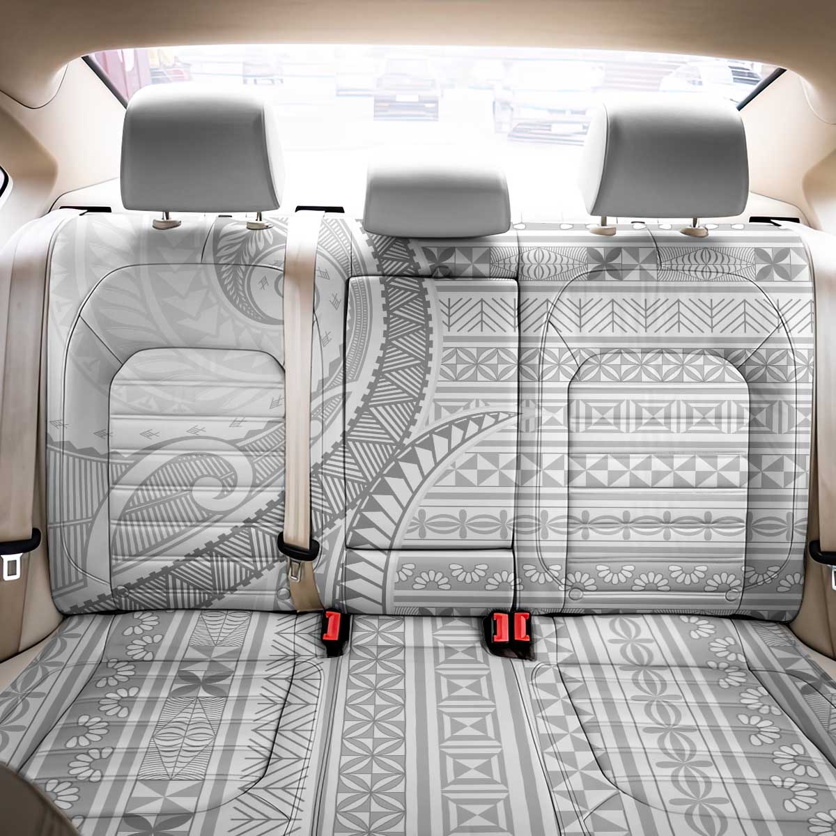 Tokelau White Sunday Back Car Seat Cover Lotu Tamaiti Ngatu Tokelau Feletoa Manulua - Polynesian Pride