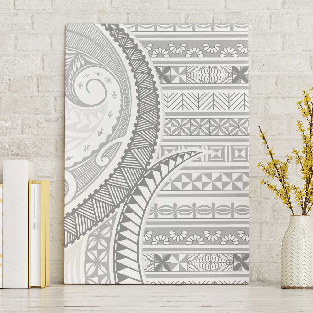 Tokelau White Sunday Canvas Wall Art Lotu Tamaiti Ngatu Tokelau Feletoa Manulua - Polynesian Pride