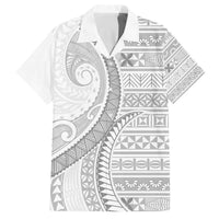 Tokelau White Sunday Family Matching Off The Shoulder Long Sleeve Dress and Hawaiian Shirt Lotu Tamaiti Ngatu Tokelau Feletoa Manulua LT9 Dad's Shirt - Short Sleeve White - Polynesian Pride