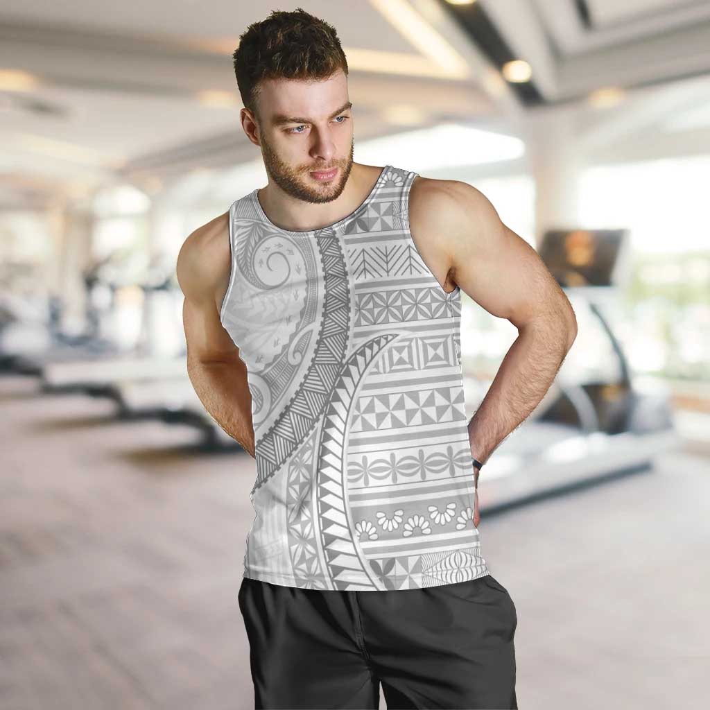 Tokelau White Sunday Men Tank Top Lotu Tamaiti Ngatu Tokelau Feletoa Manulua - Polynesian Pride
