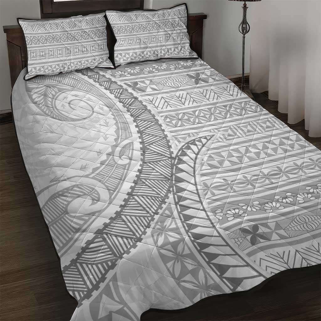 Tokelau White Sunday Quilt Bed Set Lotu Tamaiti Ngatu Tokelau Feletoa Manulua - Polynesian Pride