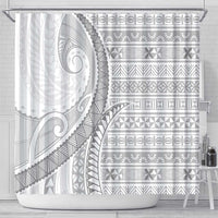 Tokelau White Sunday Shower Curtain Lotu Tamaiti Ngatu Tokelau Feletoa Manulua - Polynesian Pride