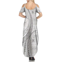 Tokelau White Sunday Summer Maxi Dress Lotu Tamaiti Ngatu Tokelau Feletoa Manulua - Polynesian Pride