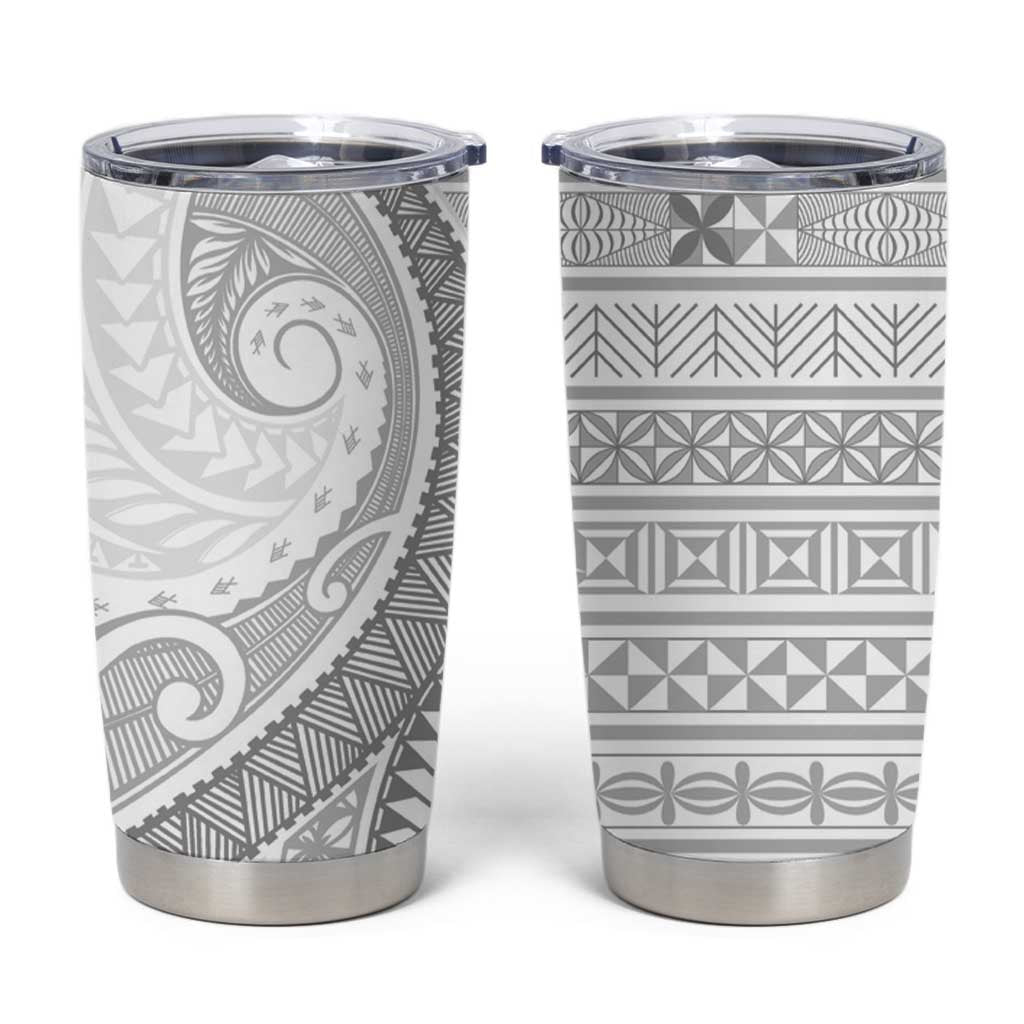 Tokelau White Sunday Tumbler Cup Lotu Tamaiti Ngatu Tokelau Feletoa Manulua - Polynesian Pride