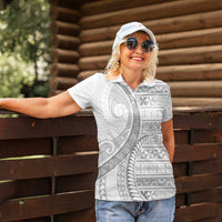 Tokelau White Sunday Women Polo Shirt Lotu Tamaiti Ngatu Tokelau Feletoa Manulua - Polynesian Pride