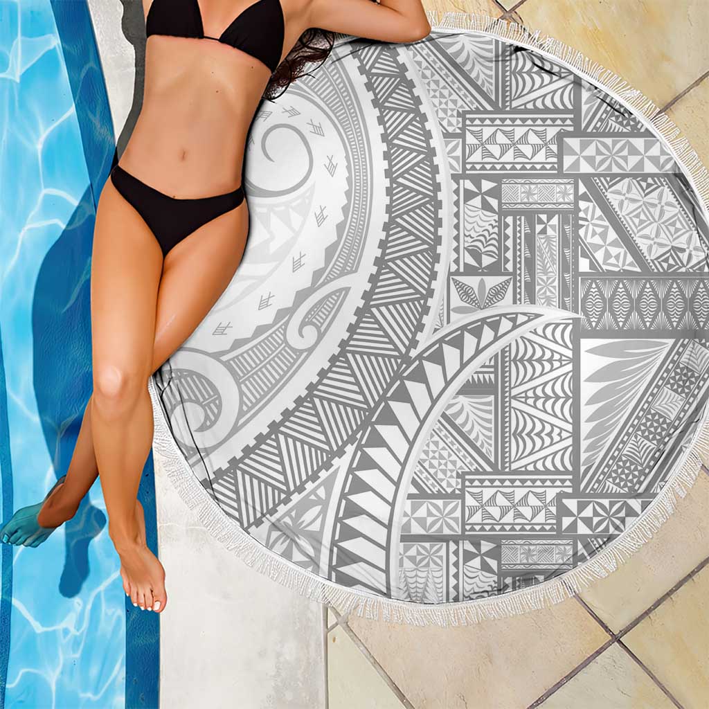 Tonga White Sunday Beach Blanket Lotu Tamaiti Ngatu Tribal - Polynesian Pride
