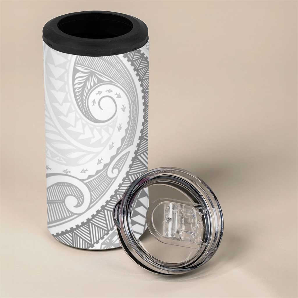 Tonga White Sunday 4 in 1 Can Cooler Tumbler Lotu Tamaiti Ngatu Tribal - Polynesian Pride