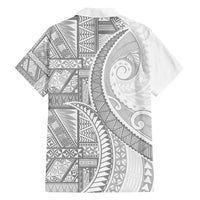 Tonga White Sunday Family Matching Long Sleeve Bodycon Dress and Hawaiian Shirt Lotu Tamaiti Ngatu Tribal - Polynesian Pride