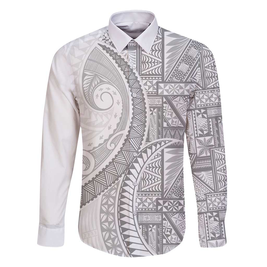 Tonga White Sunday Family Matching Mermaid Dress and Hawaiian Shirt Lotu Tamaiti Ngatu Tribal - Polynesian Pride