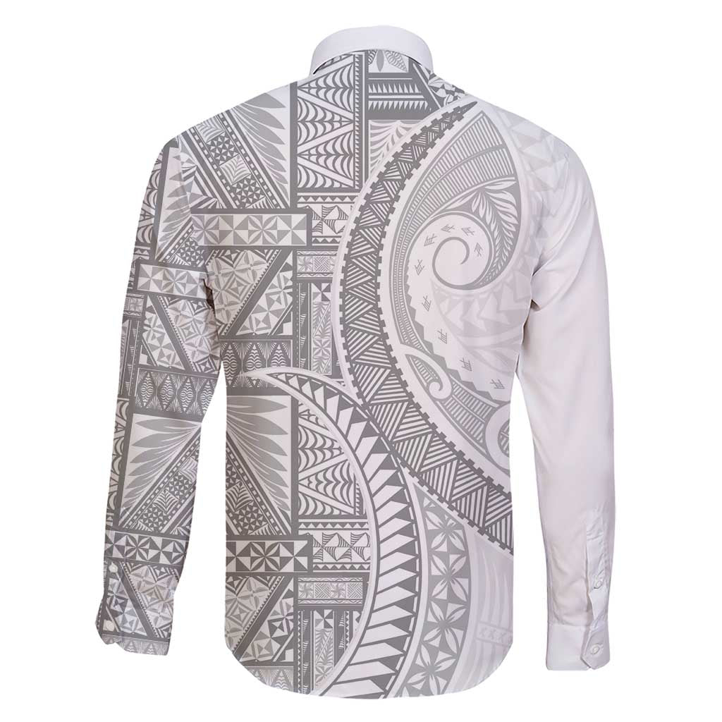 Tonga White Sunday Family Matching Short Sleeve Bodycon Dress and Hawaiian Shirt Lotu Tamaiti Ngatu Tribal - Polynesian Pride