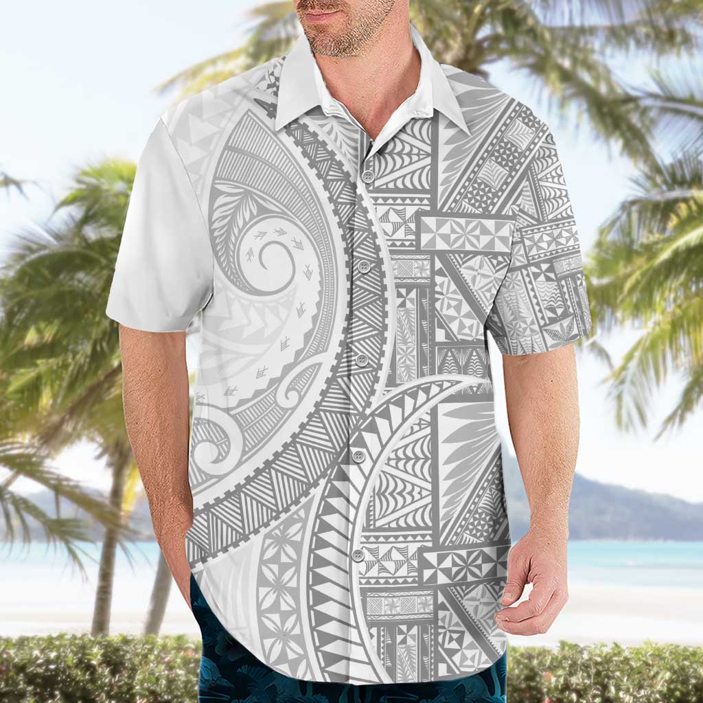 Tonga White Sunday Hawaiian Shirt Lotu Tamaiti Ngatu Tribal - Polynesian Pride