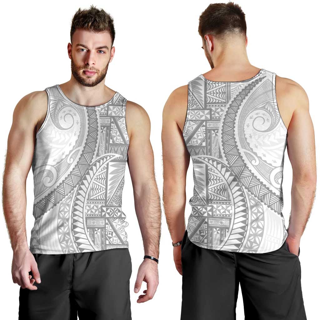 Tonga White Sunday Men Tank Top Lotu Tamaiti Ngatu Tribal - Polynesian Pride