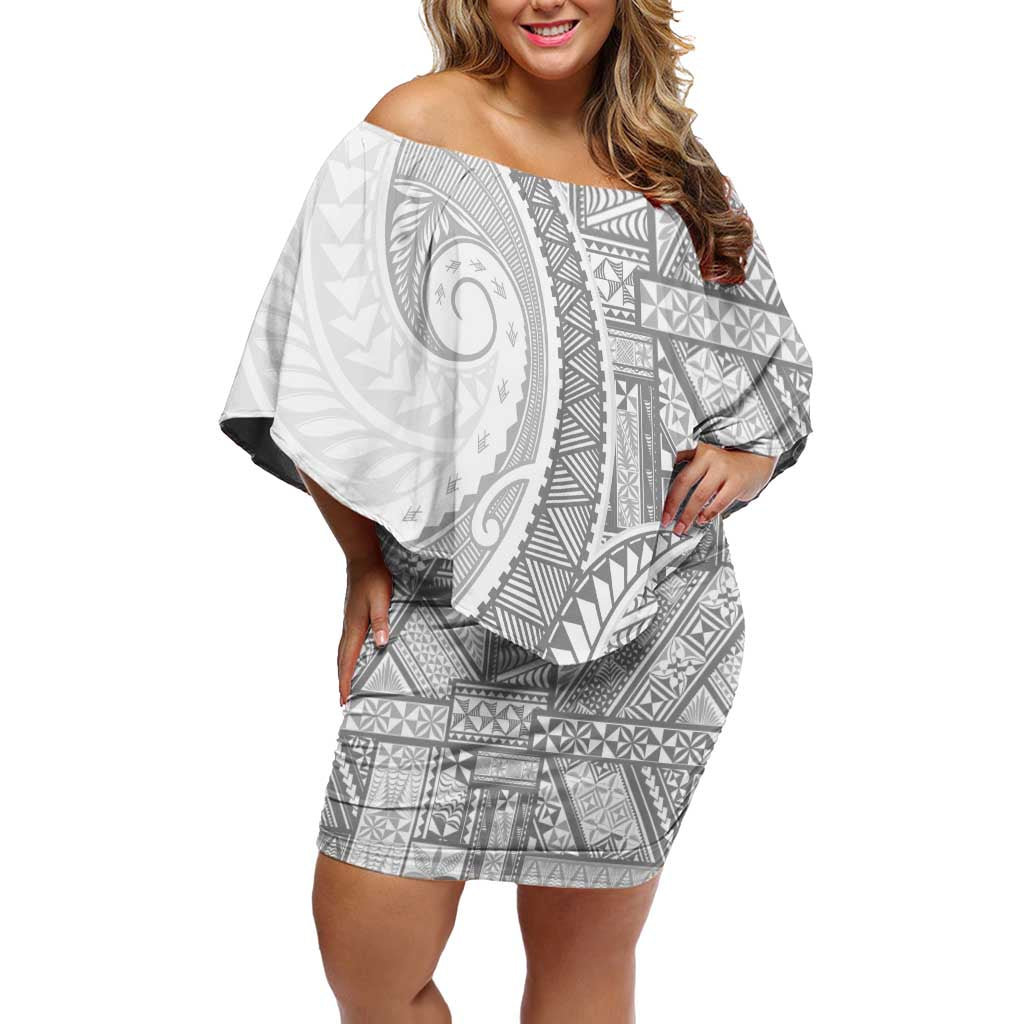 Tonga White Sunday Off Shoulder Short Dress Lotu Tamaiti Ngatu Tribal - Polynesian Pride
