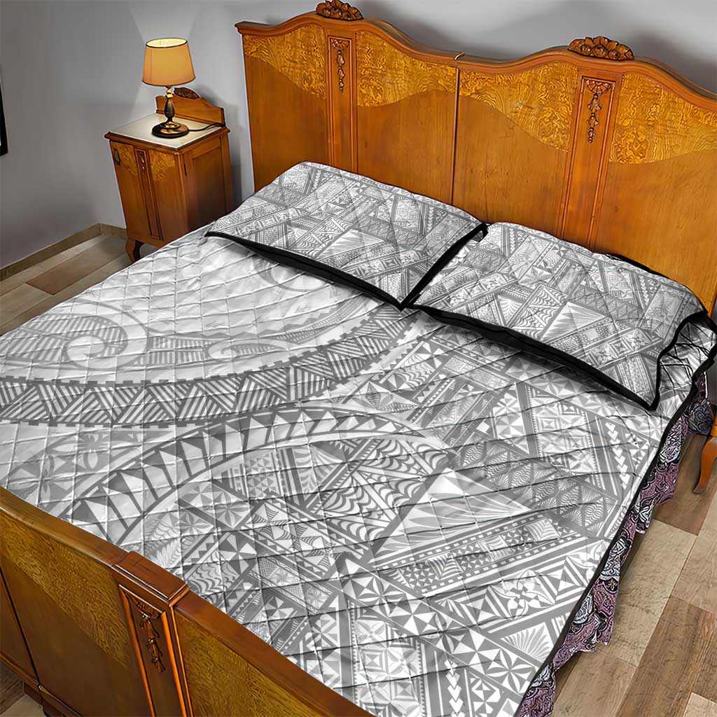 Tonga White Sunday Quilt Bed Set Lotu Tamaiti Ngatu Tribal - Polynesian Pride