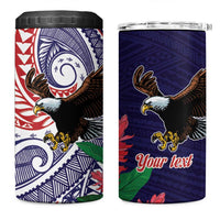 American Samoa Bald Eagle Personalized 4 in 1 Can Cooler Tumbler Polynesian Teuila Flowers - Polynesian Pride