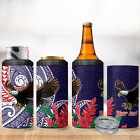 American Samoa Bald Eagle Personalized 4 in 1 Can Cooler Tumbler Polynesian Teuila Flowers - Polynesian Pride