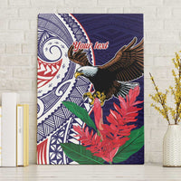 American Samoa Bald Eagle Personalized Canvas Wall Art Polynesian Teuila Flowers - Polynesian Pride