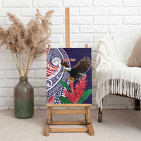 American Samoa Bald Eagle Personalized Canvas Wall Art Polynesian Teuila Flowers - Polynesian Pride