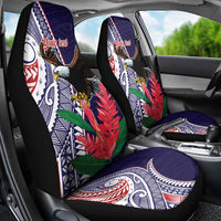 American Samoa Bald Eagle Personalized Car Seat Cover Polynesian Teuila Flowers - Polynesian Pride
