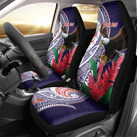 American Samoa Bald Eagle Personalized Car Seat Cover Polynesian Teuila Flowers - Polynesian Pride