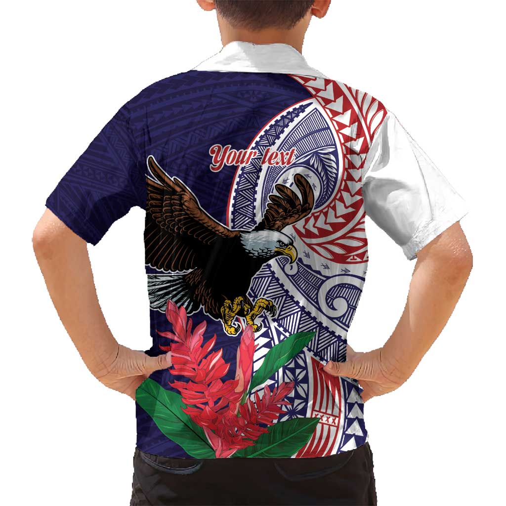 American Samoa Bald Eagle Personalized Family Matching Summer Maxi Dress and Hawaiian Shirt Polynesian Teuila Flowers - Polynesian Pride