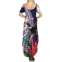 American Samoa Bald Eagle Personalized Family Matching Summer Maxi Dress and Hawaiian Shirt Polynesian Teuila Flowers - Polynesian Pride