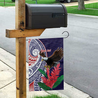 American Samoa Bald Eagle Personalized Garden Flag Polynesian Teuila Flowers - Polynesian Pride
