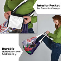 American Samoa Bald Eagle Personalized Grocery Bag Polynesian Teuila Flowers - Polynesian Pride