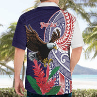 American Samoa Bald Eagle Personalized Hawaiian Shirt Polynesian Teuila Flowers - Polynesian Pride