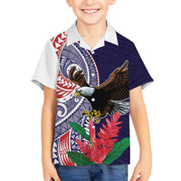 American Samoa Bald Eagle Personalized Hawaiian Shirt Polynesian Teuila Flowers - Polynesian Pride
