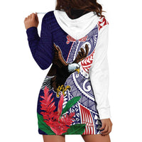 American Samoa Bald Eagle Personalized Hoodie Dress Polynesian Teuila Flowers - Polynesian Pride