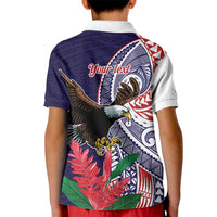 American Samoa Bald Eagle Personalized Kid Polo Shirt Polynesian Teuila Flowers - Polynesian Pride