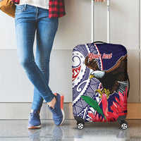 American Samoa Bald Eagle Personalized Luggage Cover Polynesian Teuila Flowers - Polynesian Pride