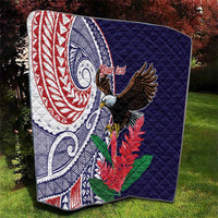 American Samoa Bald Eagle Personalized Quilt Polynesian Teuila Flowers - Polynesian Pride
